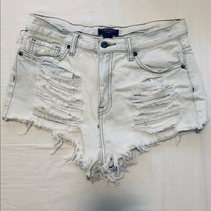 High Waisted Super Distressed Denim Shorts